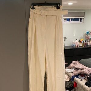 Elegant Cream High-Waisted Pants from Express